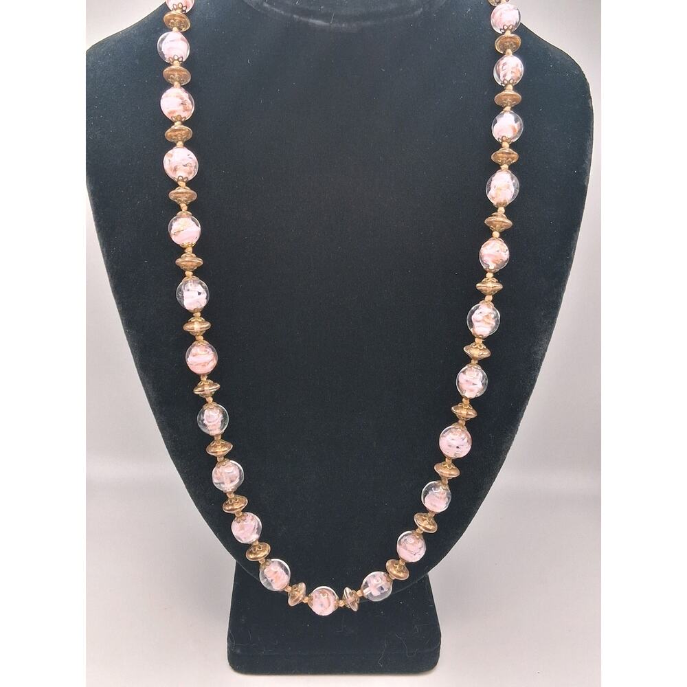 Murano Venetian glass  "Pink Clouds' necklace